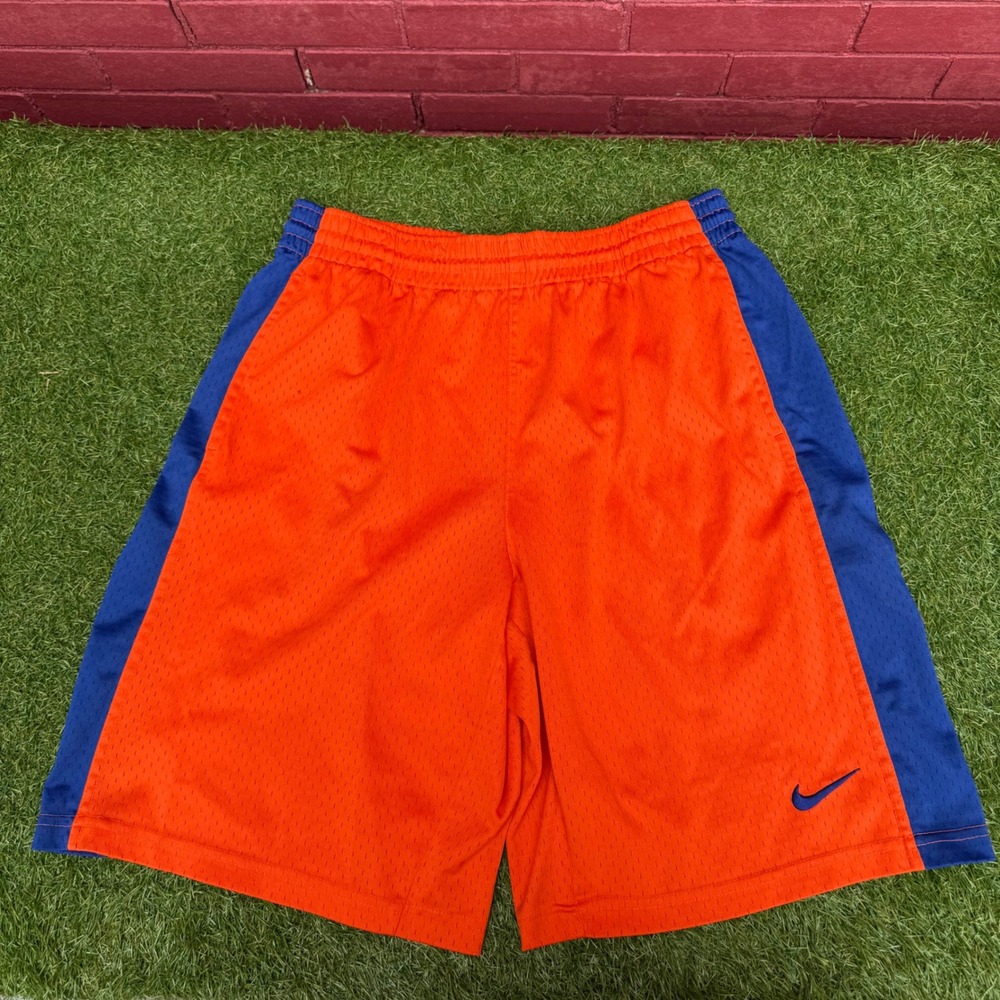 Vtg Nike Mens‎ Mesh Basketball Shorts Orange Blue Medium Baggy Gym Athletic